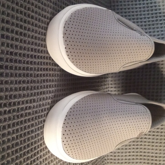Women's Michael Kors Gray Perforated Leather Slip On Casual Sneaker Shoe - Picture 7 of 9